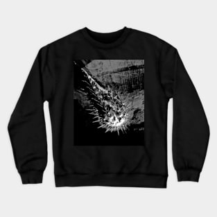 Digital collage and special processing. Fist full of spikes. Horror, bizarre. Grayscale. Brutal. Crewneck Sweatshirt